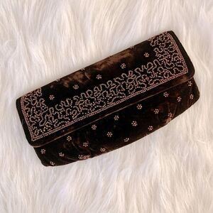 Vintage Soure’ Velvet Beaded Evening Clutch